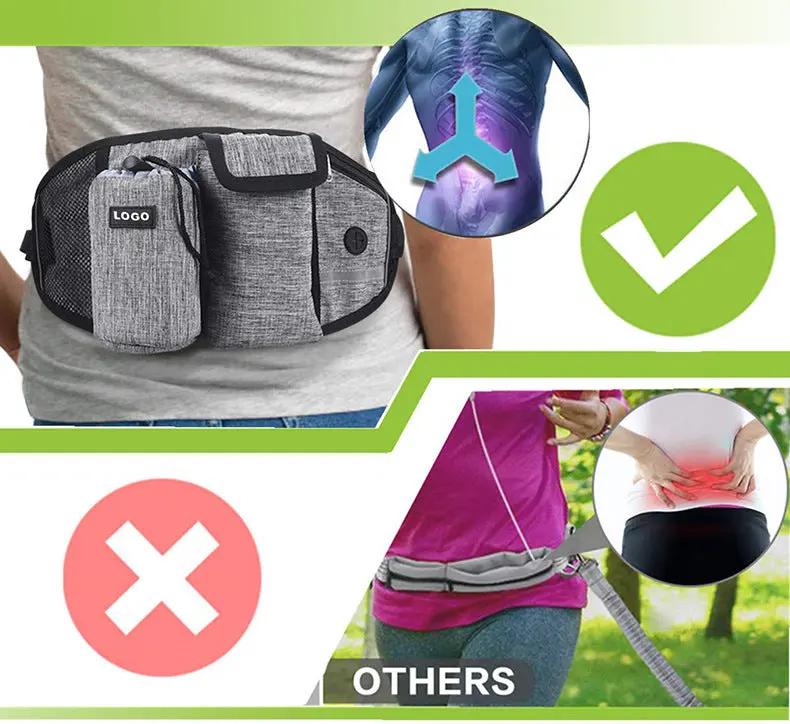 Dog Training Leash Waist Bag Hands-Free Outdoor Pet Running Maroon Asteria