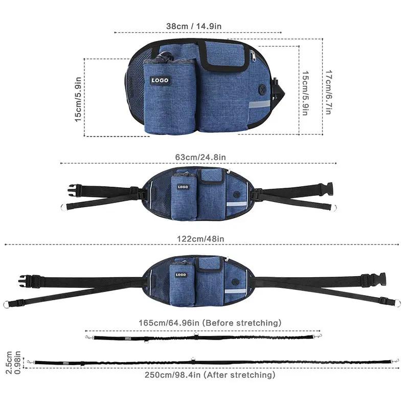 Dog Training Leash Waist Bag Hands-Free Outdoor Pet Running Maroon Asteria