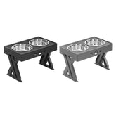 Stainless Steel Elevated Adjustable Dog Bowl Feeder Maroon Asteria