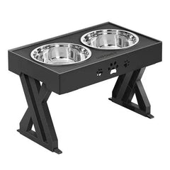 Stainless Steel Elevated Adjustable Dog Bowl Feeder Maroon Asteria