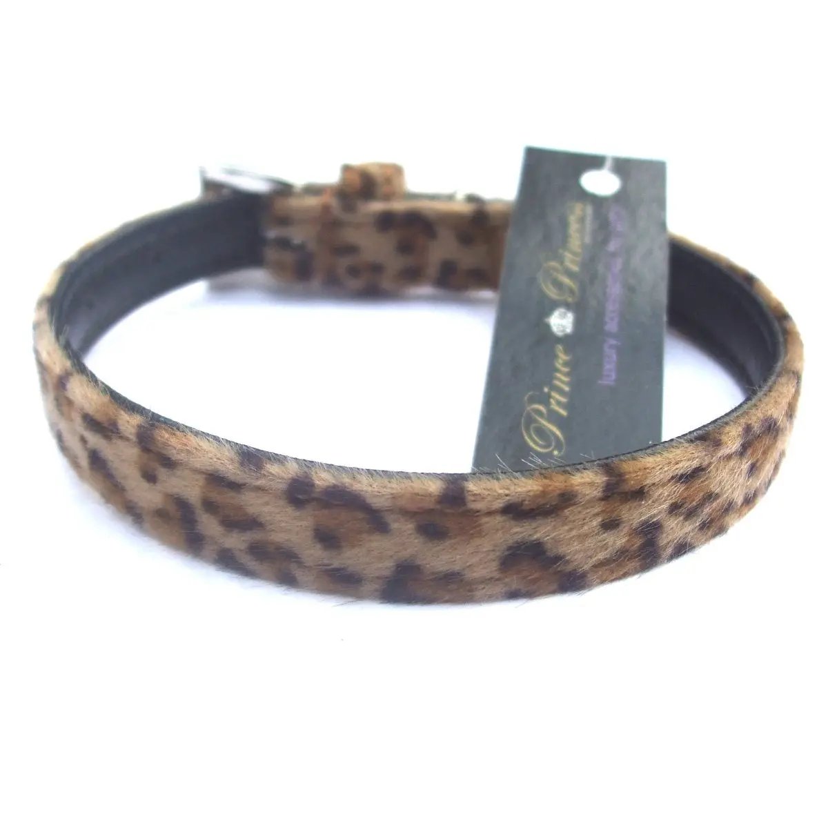 Furry Leopard Print Dog Collar Salmon Oscar