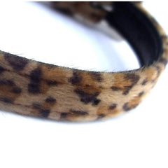 Furry Leopard Print Dog Collar Salmon Oscar