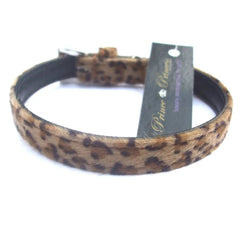 Furry Leopard Print Dog Collar Salmon Oscar