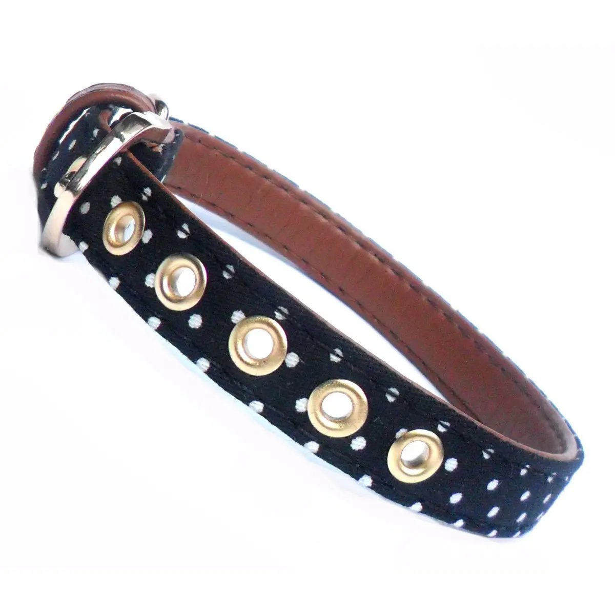Polka Dot Fabric Dog Collar Salmon Oscar
