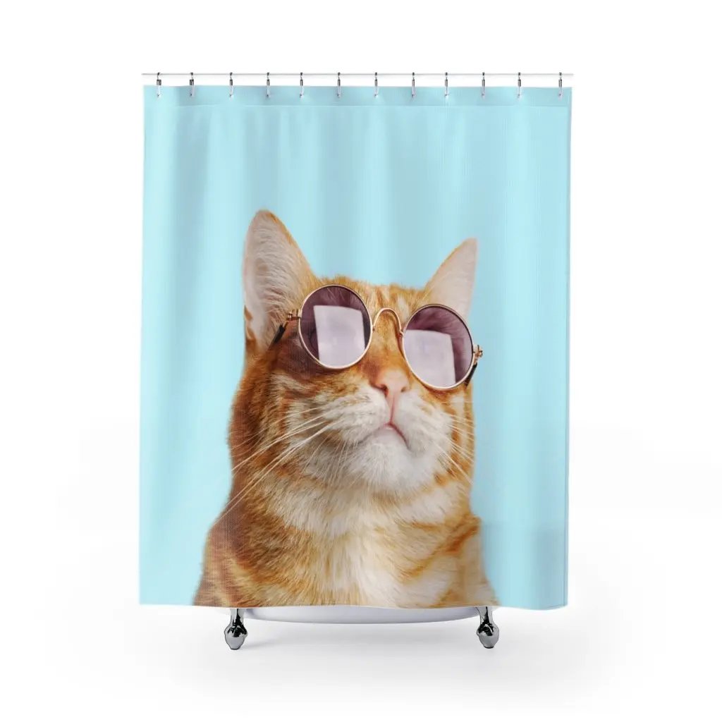 Cat Rules Shower Curtains Yellow Pandora