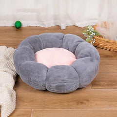 Autumn Winter Plus Velvet Thick Round Flower Cat Litter Kennel Maroon Asteria