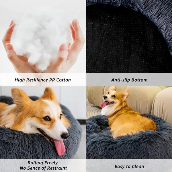 Pet Beds for Cats Dog Bed Washable Anti Anxiety Fluffy Dog Bed Teal Simba