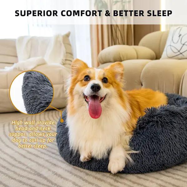 Pet Beds for Cats Dog Bed Washable Anti Anxiety Fluffy Dog Bed Teal Simba