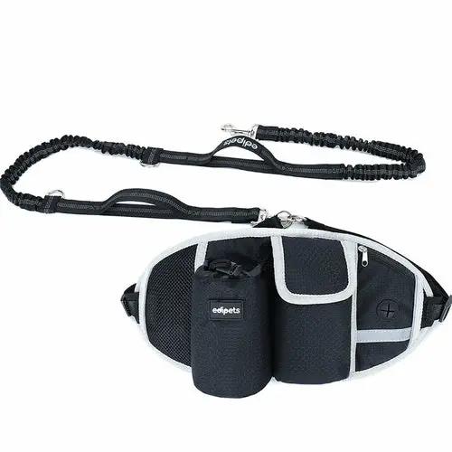 Dog Training Leash Waist Bag Hands-Free Outdoor Pet Running Maroon Asteria