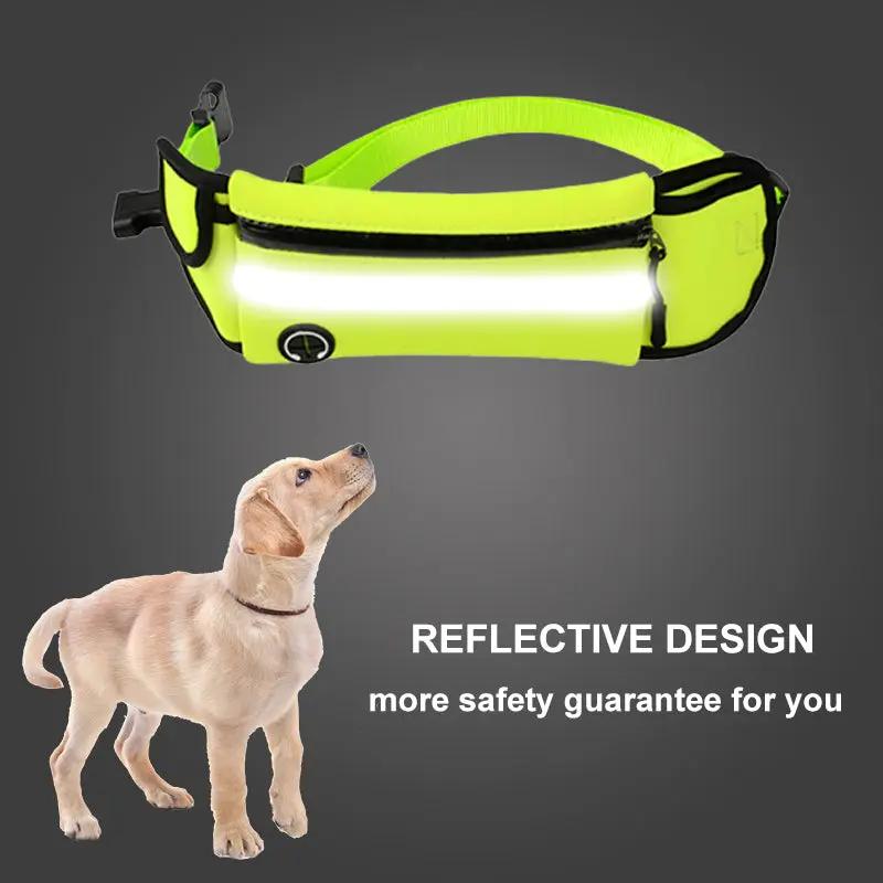 Pet Waist Bag Sports Traction Rope Reflective Waterproof Maroon Asteria