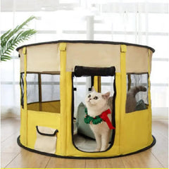 Portable Pet House Oxford Cloth Crate Room Playing Maroon Asteria