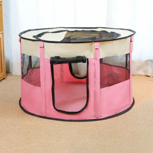 Portable Pet House Oxford Cloth Crate Room Playing Maroon Asteria