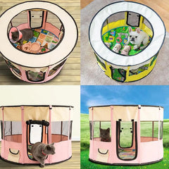 Portable Pet House Oxford Cloth Crate Room Playing Maroon Asteria
