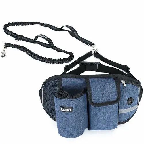 Dog Training Leash Waist Bag Hands-Free Outdoor Pet Running Maroon Asteria