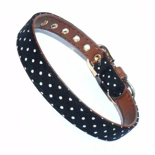 Polka Dot Fabric Dog Collar Salmon Oscar