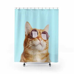 Cat Rules Shower Curtains Yellow Pandora