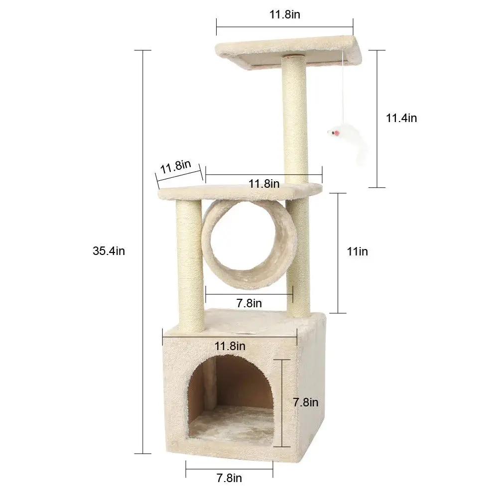 Cat Tree House Tower Yellow Pandora