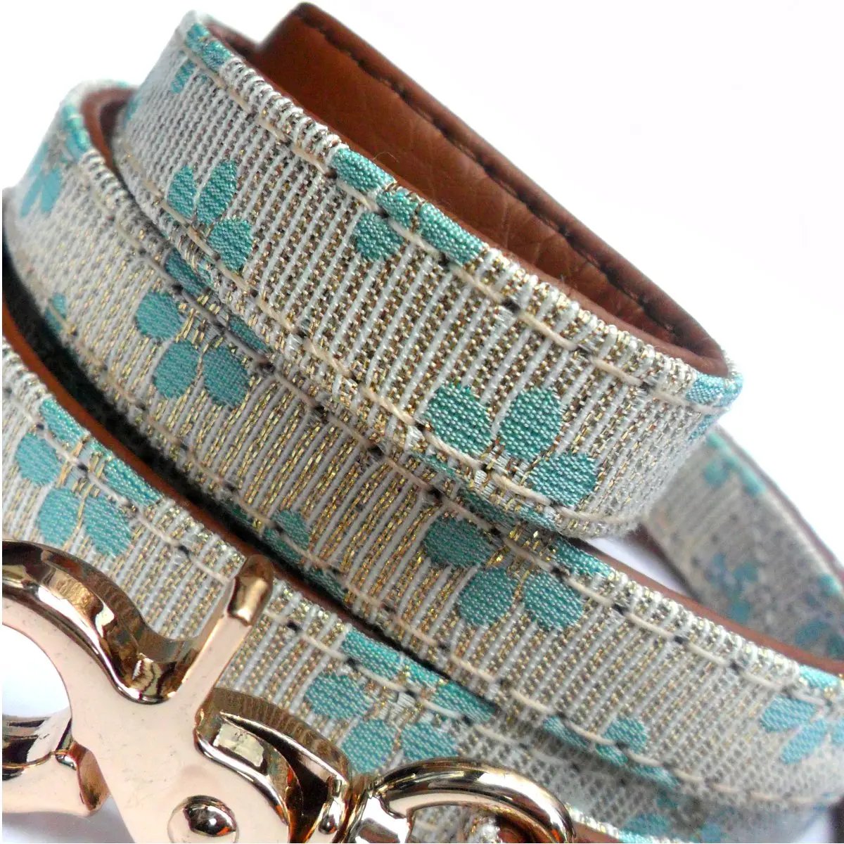 Flower Fabric Dog Leads - Blue Salmon Oscar