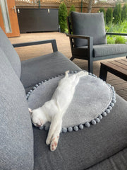 Saveplace® Round Pet Bed - Various Pom Poms, 2 Sizes Grey Chaos