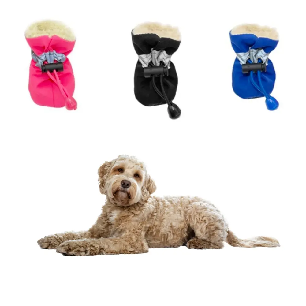 Dogs Winter Warm Shoes 4 PCS Set Yellow Pandora
